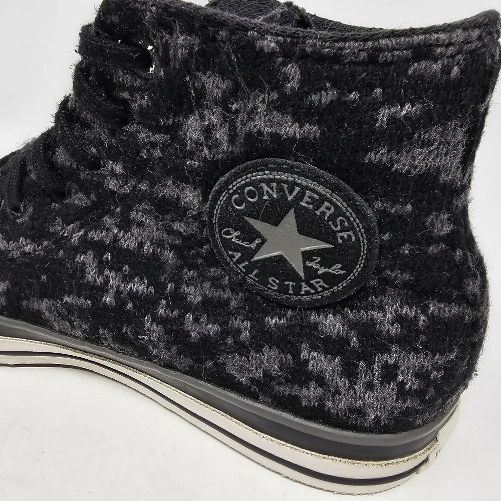 Converse AllStar Chuck Taylor Sneakers Black Grey RARE Knit Sweater Men Size 6.5 - Picture 5 of 12